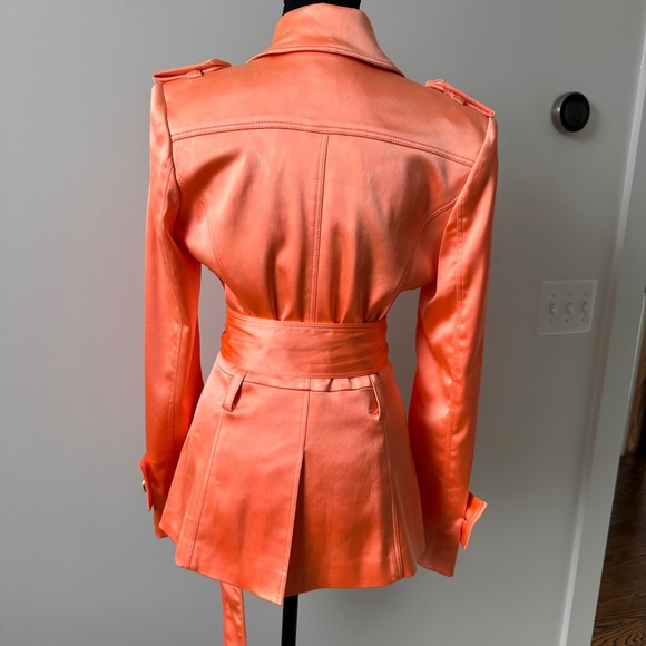 Cache Orange Satin Trench Coat with Gold Accents - Picture 2 of 4